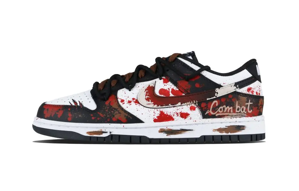Nike Dunk Blood Blade Battle Boots Abrasion Resistant Low top Skateboard Shoes Unisex Red Black