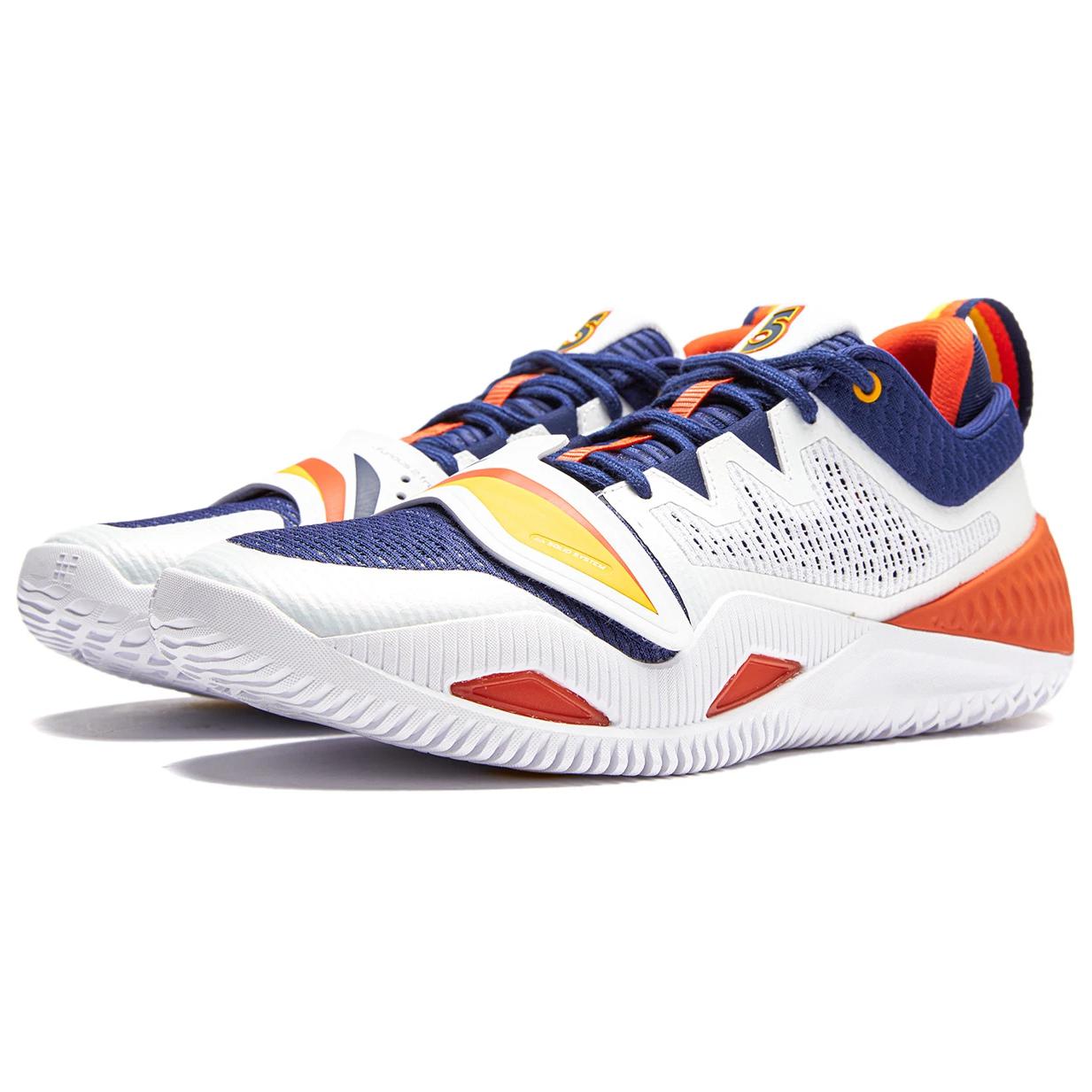 LiNing Rage 2 Cushioned Wear-Resistant Supportive Lightweight Rebound Low-Top Basketball Shoes Men's White Blue Orange купить в интернет-магазине Yoocart с быстрой доставкой по России.