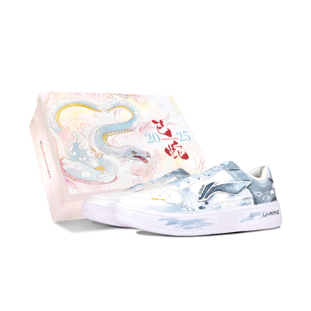 LiNing Pontoon Boats Cushioning Coverage And Abrasion Resistant Low Top Skateboard Shoes Unisex White Blue