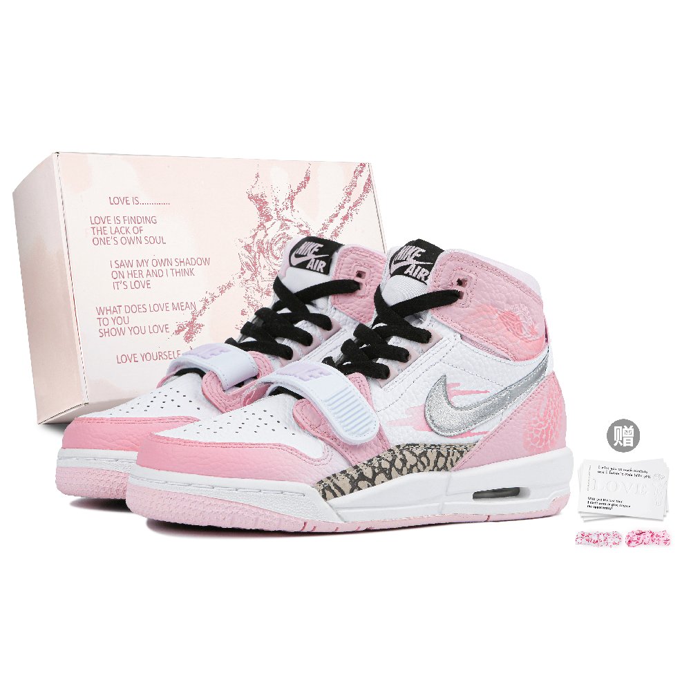 Jordan Legacy 312 High Top Vintage Basketball Shoes GS White Pink