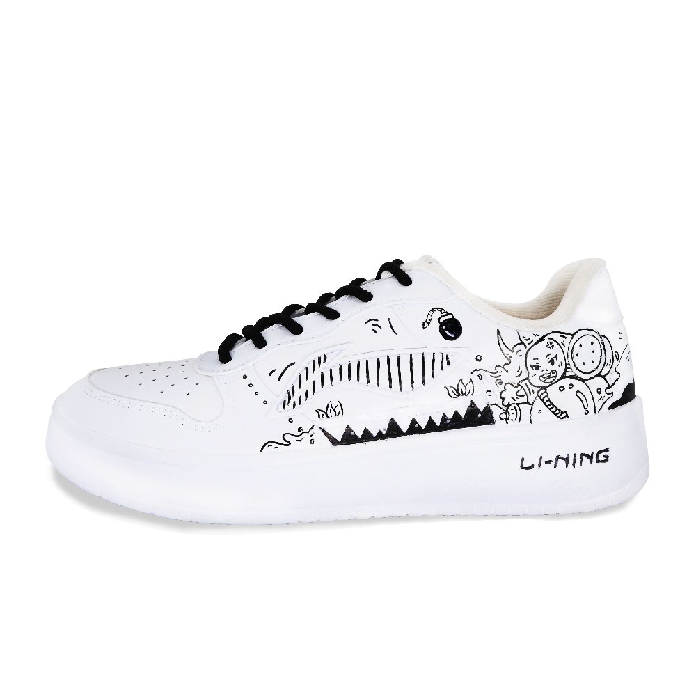 LiNing Pontoon Boats Breathable And Wear-resistant Low-Top Skateboard Shoes Women's White Black