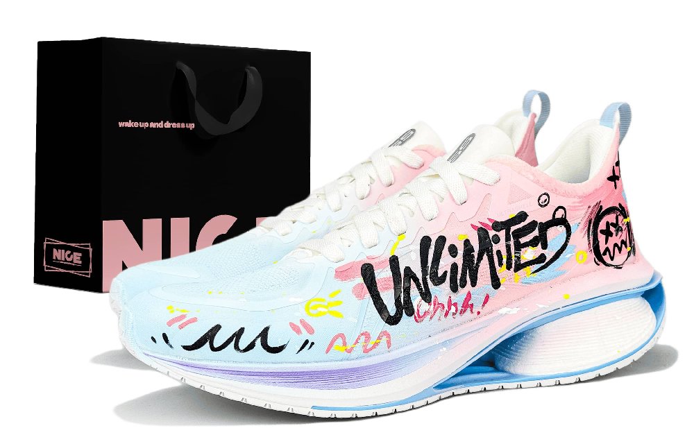 LiNing WuShi 5S 3.0 Cushioning, Wear Resistant Low Top Casual Running Shoes Men's Blue Pink