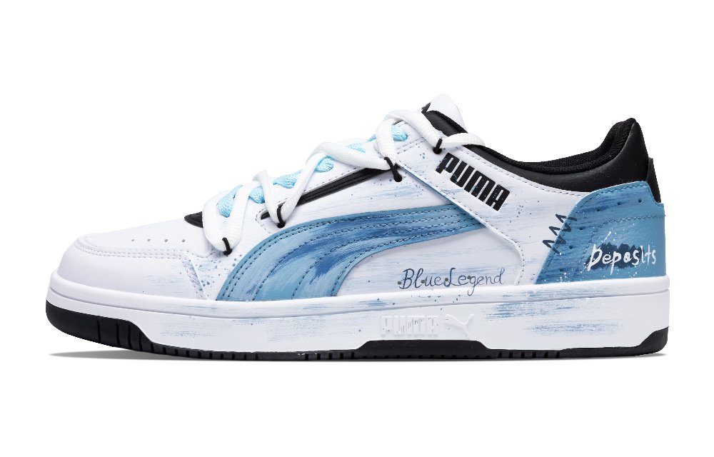 PUMA Rebound Joy Cushioning Lightweight Low-Top Skateboard Shoes Unisex Blue White