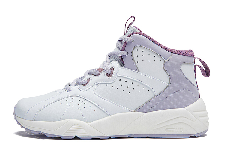 361° QU!KFOAM Game Ready Trendy Outfit Slip Resistant Shock Absorbers High Top Basketball Shoes Women's White Purple
