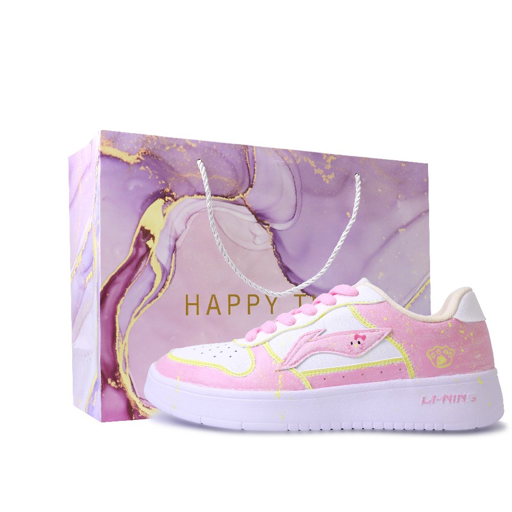 LiNing Pontoon Boats Abrasion Resistant, Lightweight, And Breathable Low Top Skateboard Shoes Unisex White Pink Yellow