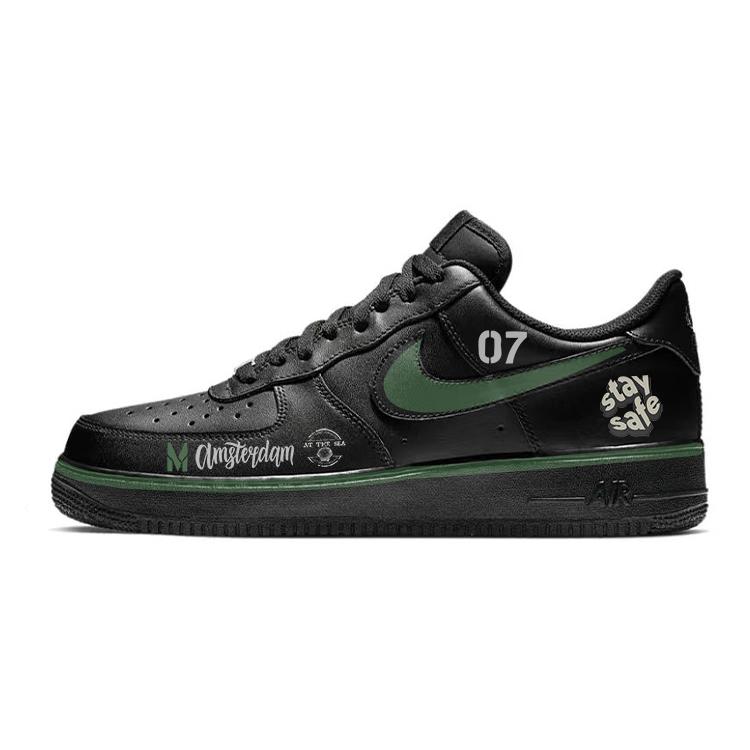 Nike Air Force 1 Anti-Slip Wear-Resistant And Impact-Resistant Low-Top Skateboard Shoes Men's Black Warrior