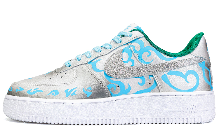 Nike Air Force 1 Skateboard Shoes Women's Low-Top White/Grey/Blue/Green/Silver
