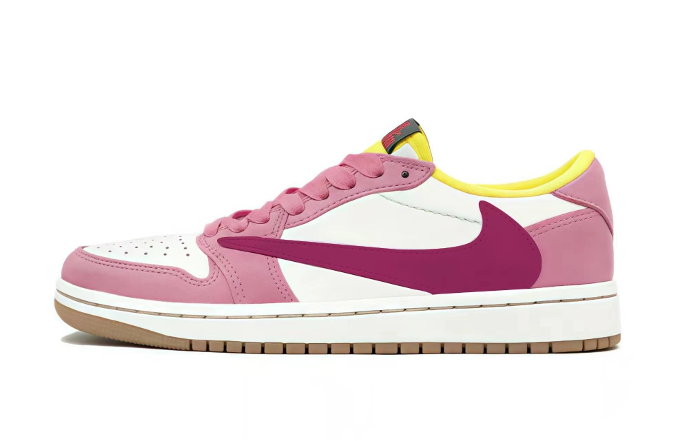 Travis Scott x Jordan Air Jordan 1 Travis Scott X AJ1 7.0 Low top Basketball Shoes Unisex Pink