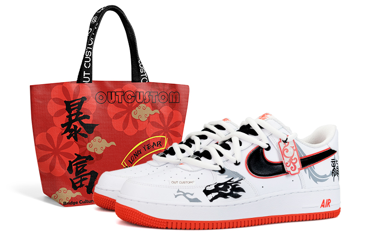 Nike Air Force 1 Low-Top Skateboard Shoes Women's White Red Gray Black