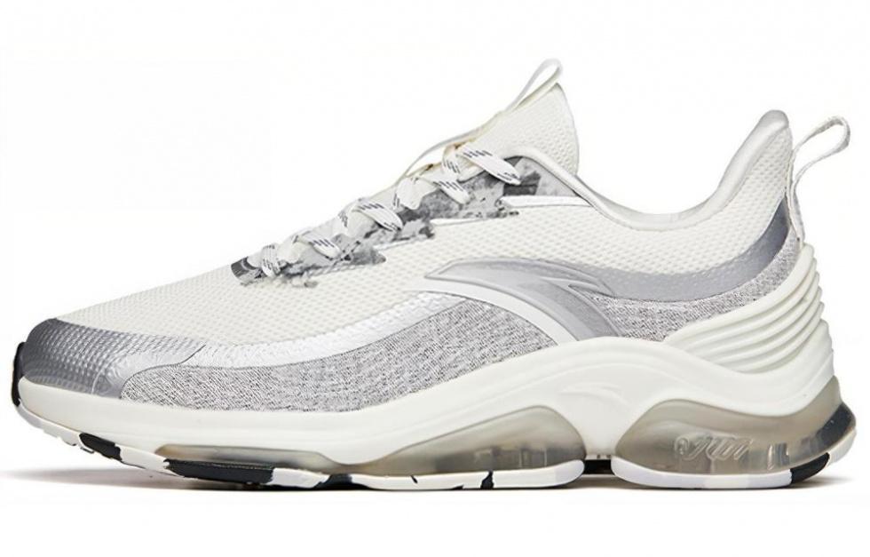 Anta Cushioned Slip-Resistant Abrasion-Resistant Low-Top Running Shoes Men's White Silver Cushioning Casual