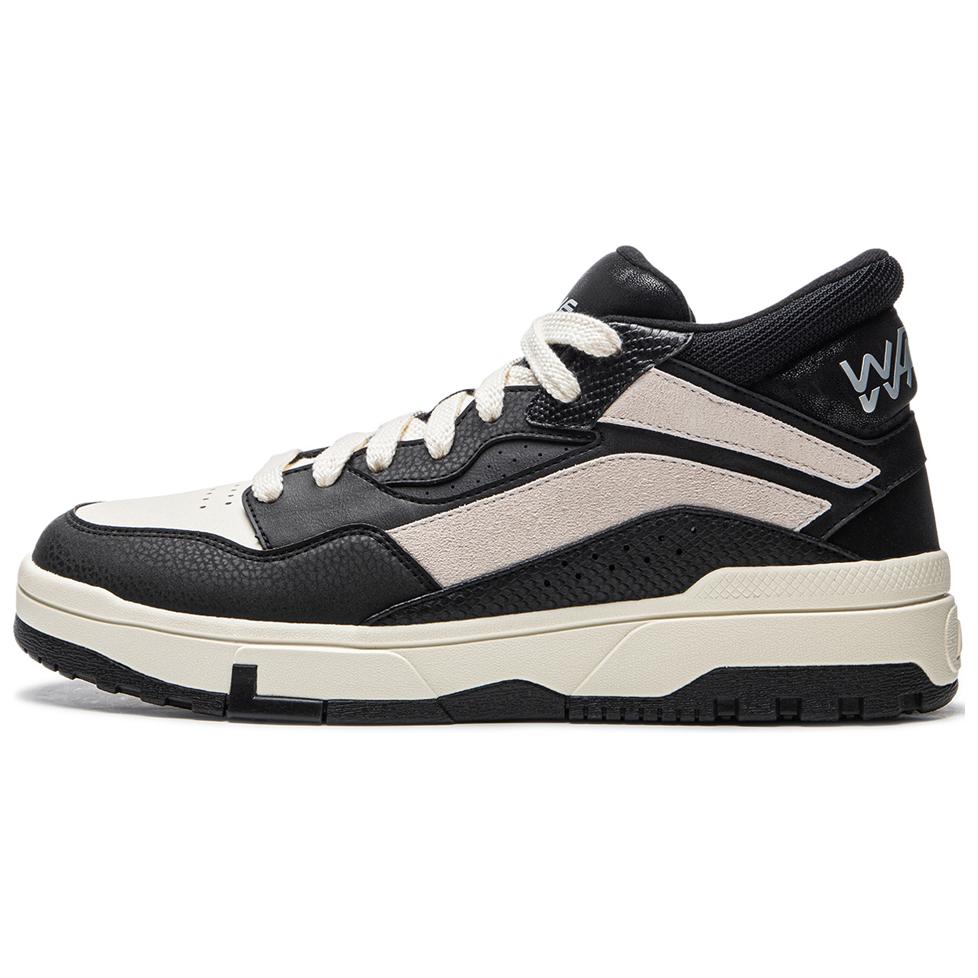 LiNing Only Us MID FLEECE Warm Slip-Resistant Mid-Top Skateboard Shoes Men's Black Beige