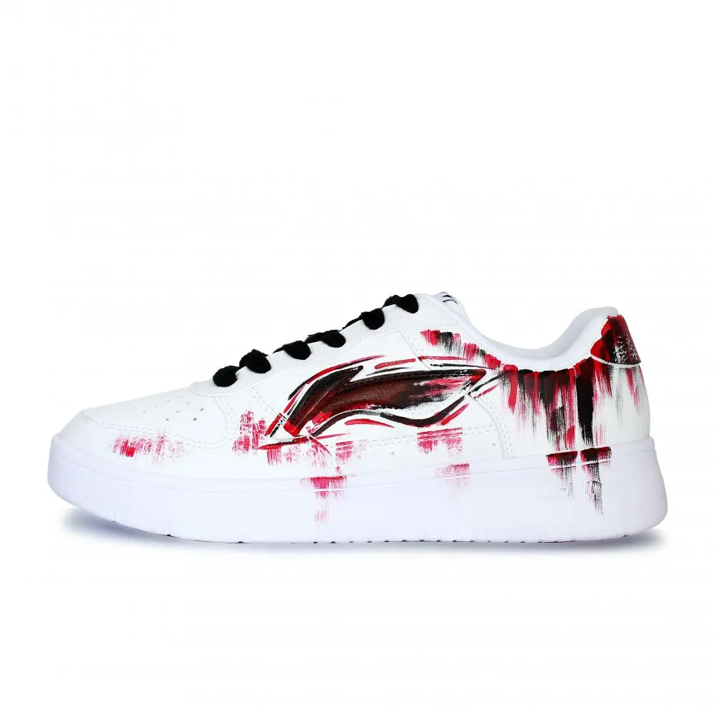 LiNing Pontoon Boats Abrasion Resistant, Lightweight, And Breathable Low top Skateboard Shoes Unisex White Black Red