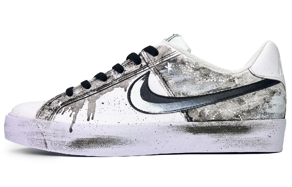 Nike Court Royale Non-slip Lightweight Low-Top Skateboard Shoes Unisex Black White