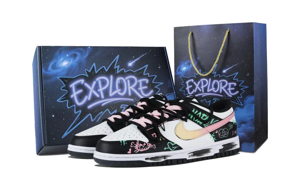 Nike Dunk Trendy Shadow Abrasion Resistant Low top Skateboard Shoes Unisex Pink Green