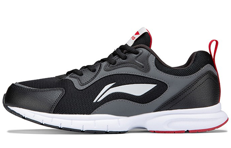 LiNing Cushioned Slip-Resistant Breathable Lightweight Low-Top Running Shoes Unisex Black White Gray