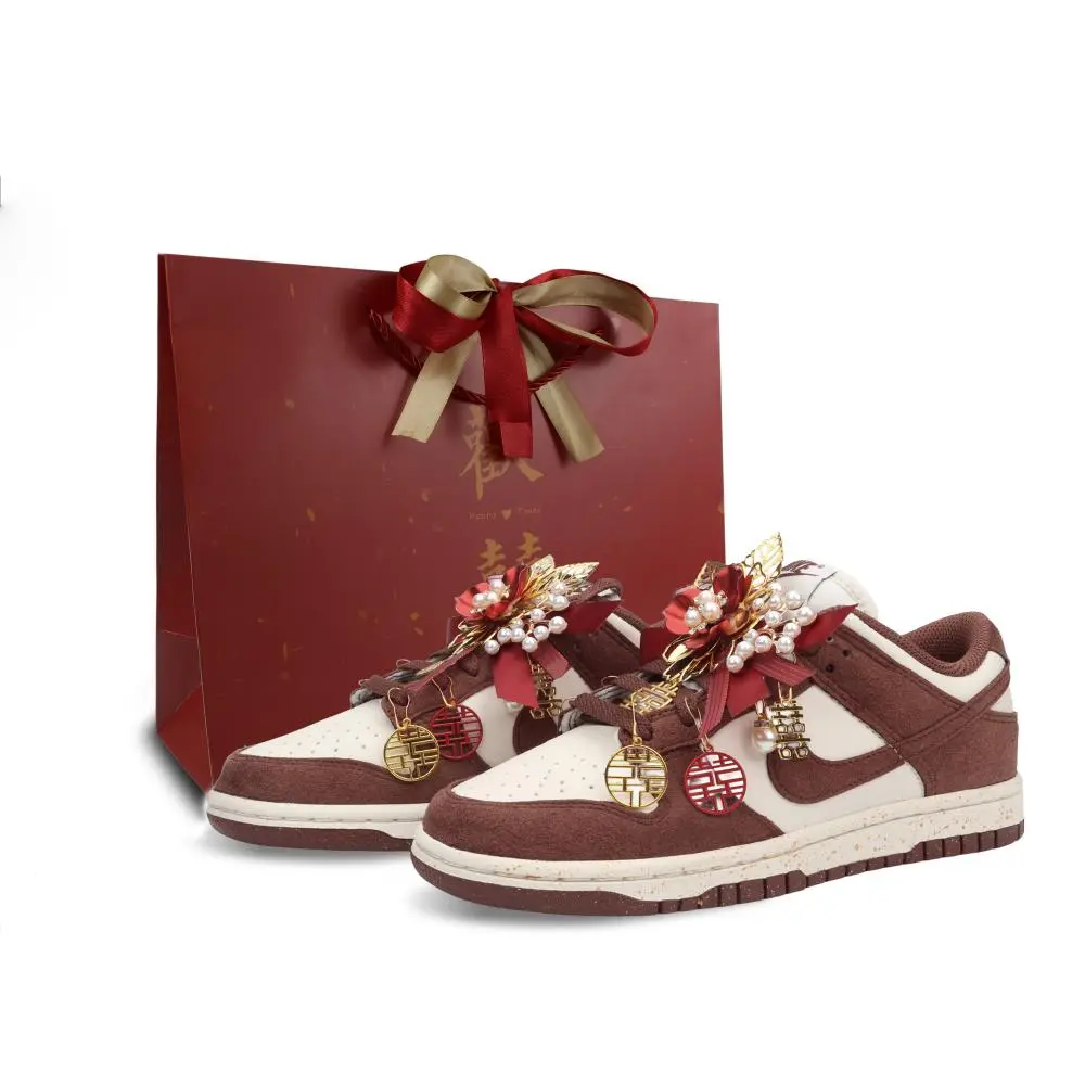 Nike Dunk Heaven's Perfect Match Cushioning Low top Skateboard Shoes Unisex Dark Red