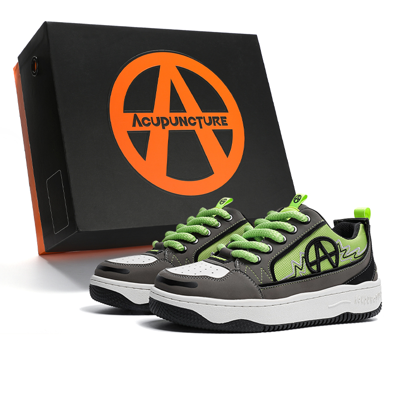 Acupuncture Low-Top Skateboard Shoes Unisex Apple Green Box