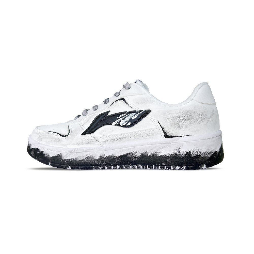 LiNing Pontoon Boats Slip Resistant And Abrasion Resistant Coverage Low Top Skateboard Shoes Men's Black White