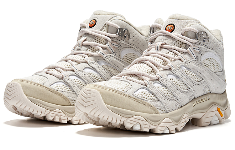 MERRELL MOAB 3 Mid Anti Slip And Wear Resistant Breathable Mid Top Outdoor Shoes Women's Ecru