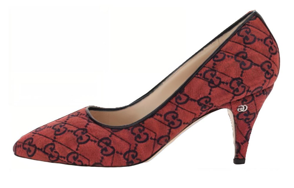 GUCCI Cone Heel High Heels Women's Red Blue