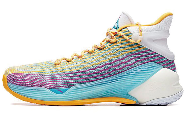 Anta KT4 KT 4 'Purple Blue' Wear-Resistant Breathable Slip-Resistant High-Top Basketball Shoes Men's Purple Yellow Blue
