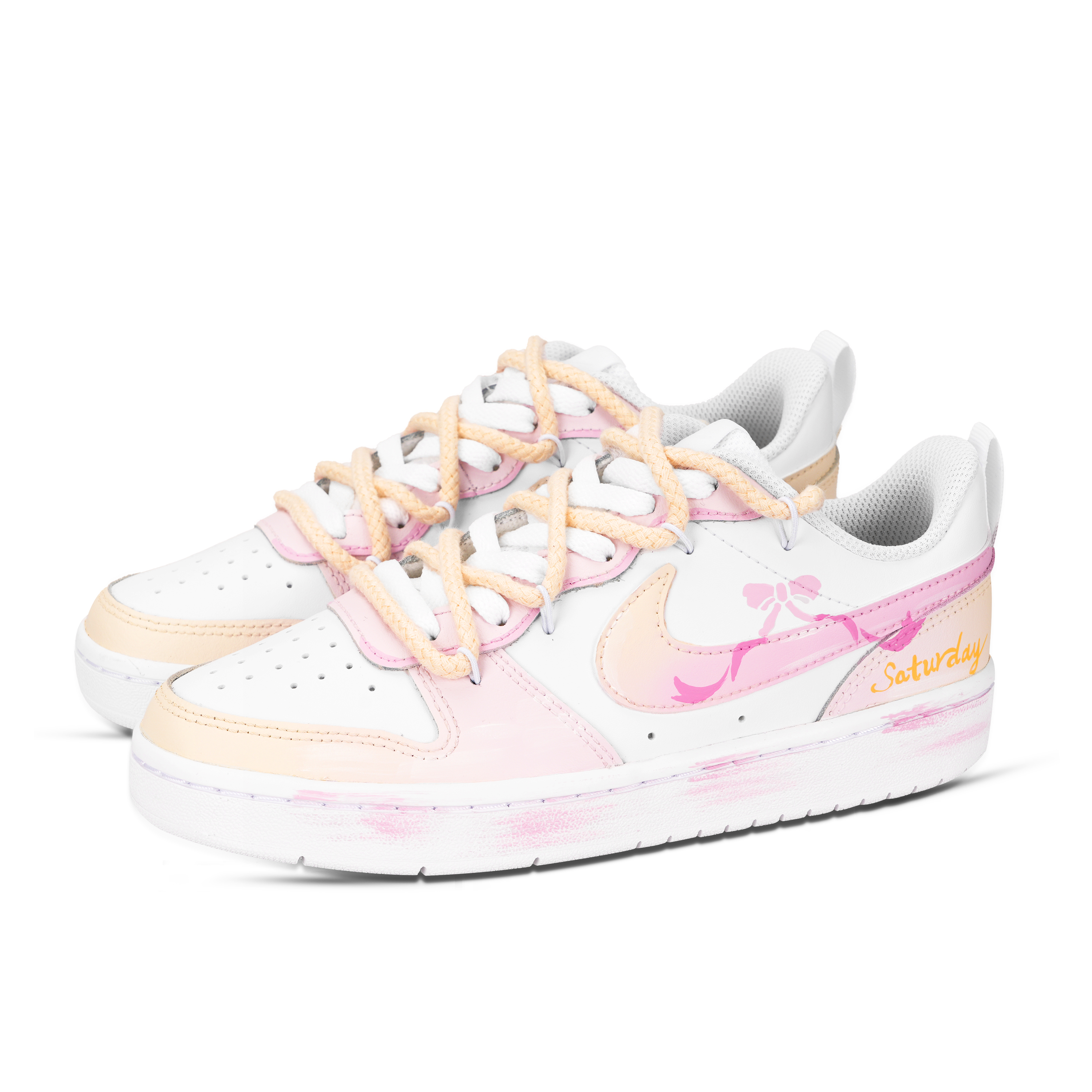Nike Court Borough Dreamy Pastoral Abrasion Resistant Low Top Skateboard Shoes Unisex Yellow Pink White купить в интернет-магазине Yoocart с быстрой доставкой по России.