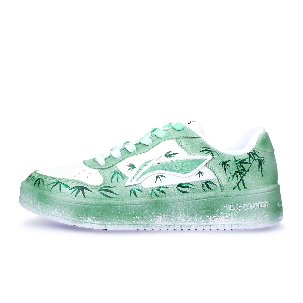 LiNing Pontoon Boats Abrasion Resistant, Lightweight, And Breathable Low Top Skateboard Shoes Unisex White Green