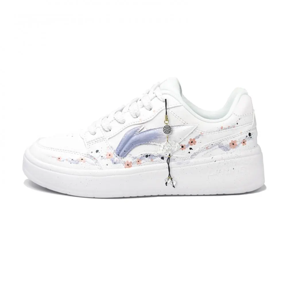 LiNing Acer Truncatum Coverage Abrasion Resistant Height Increasing Low top Skateboard Shoes Men's White Purple