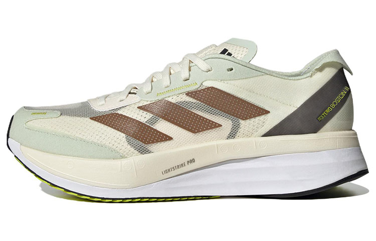 Adidas Adizero Boston 11 Low-Top Running Shoes Unisex Beige Cyan