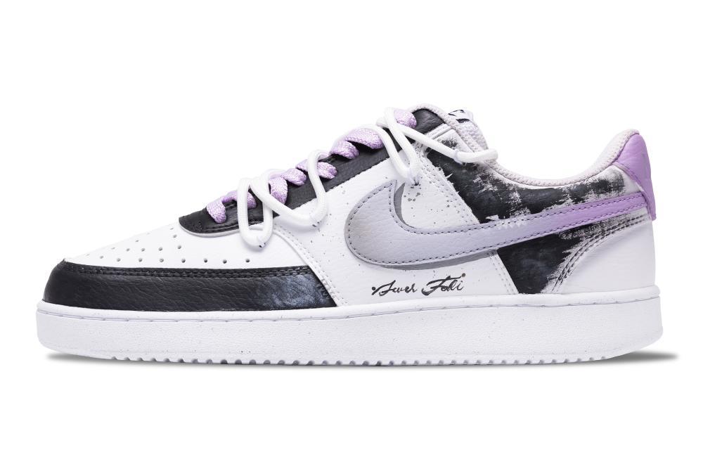 Nike Court Vision 1 Mechanical Wisteria Anti-Slip Wear-Resistant Low-Top Skateboard Shoes Men's White Purple