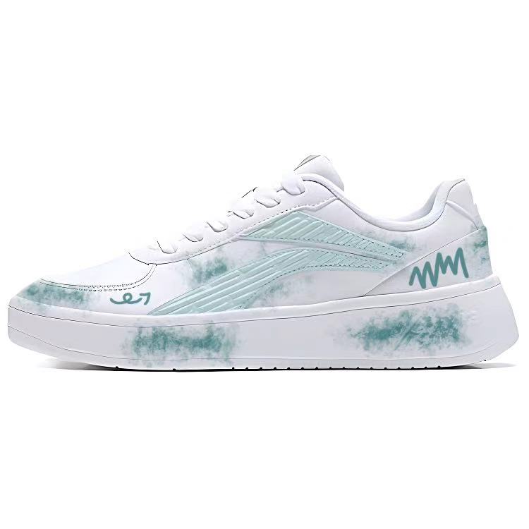 LiNing Slip Resistant, Abrasion Resistant, Lightweight Low Top Skateboard Shoes Men's White Green