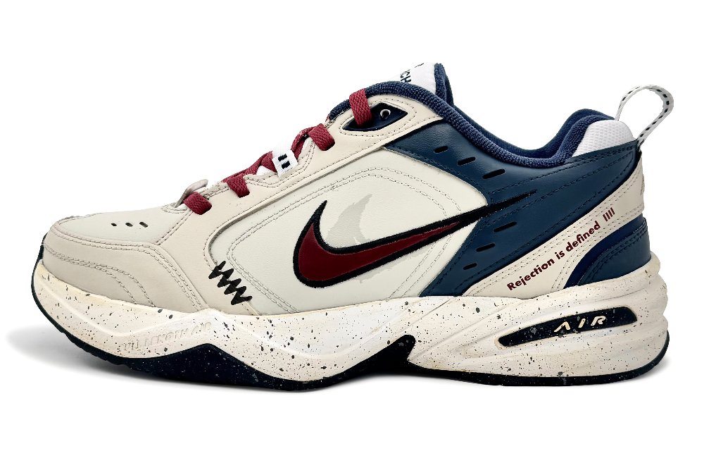 Nike Air Monarch 4 Anti-Slip Wear-Resistant Low-Top Chunky Sneakers Unisex Yellow Gray Blue
