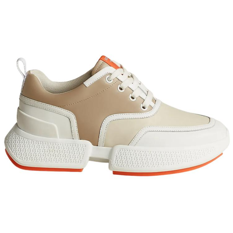 HERMES Giga Low Top Sports Casual Shoes Women's Beige Brown