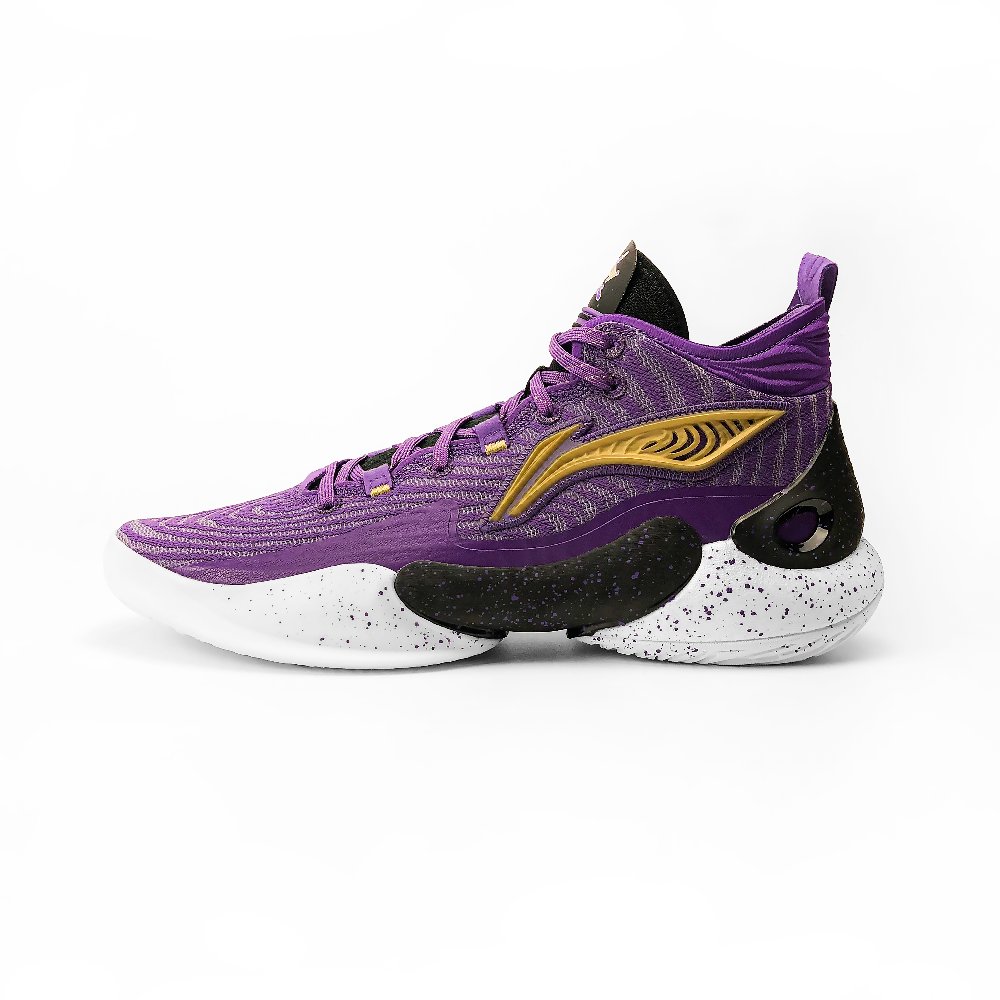 LiNing YuShuai 18 CBA Beijing Control Team PE Cushioning, Wear Resistant Mid top Basketball Shoes Men's Purple