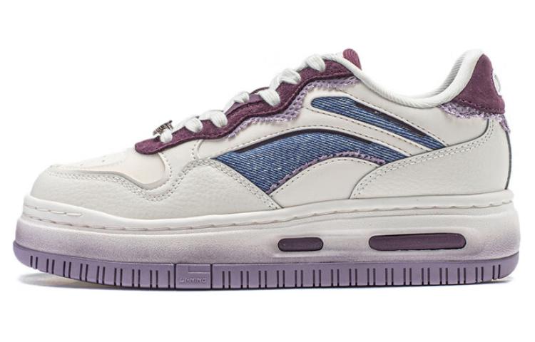 LiNing Future C1 Slip-Resistant Cushioning Wear-Resistant Support Low-Top Skateboard Shoes Women's White Purple