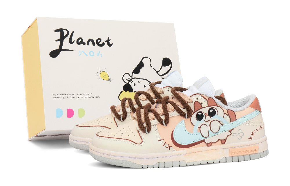 Nike Dunk Skateboard Shoes Women's Low-Top Beige/Pink/Blue