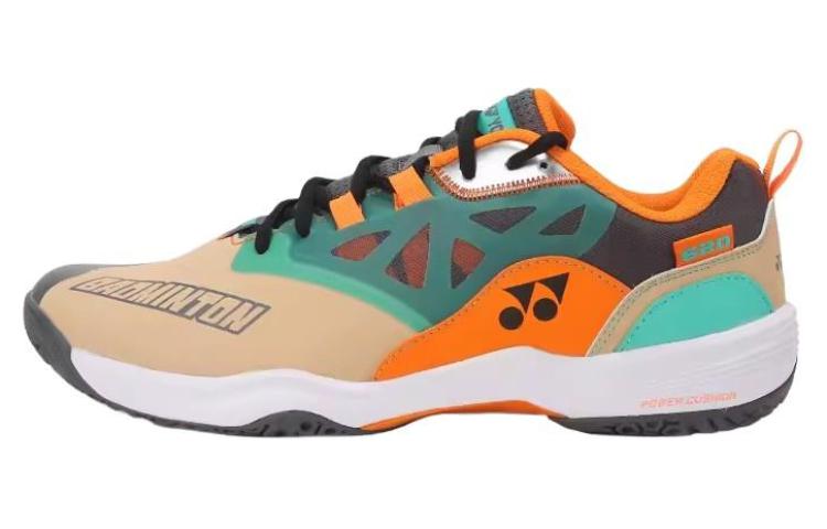 YONEX Cushioning Wear-Resistant Low-Top Badminton Shoes Unisex Brown Beige Yellow