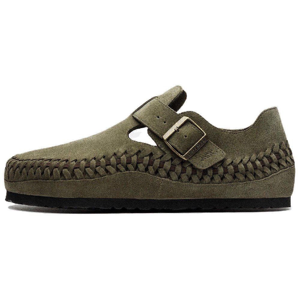 Birkenstock London Braided Shearling Kith Olive Night