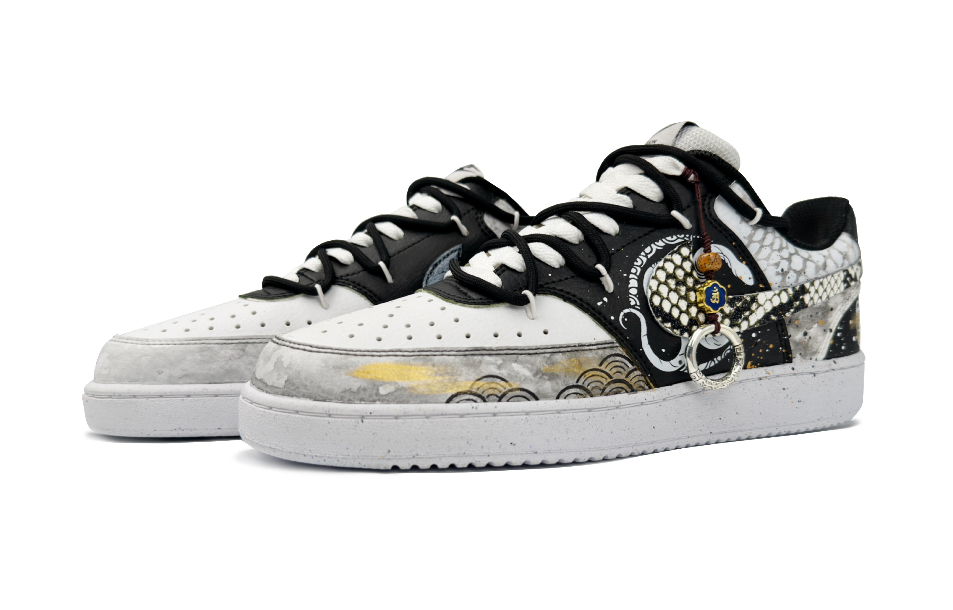 Nike Court Vision 1 Anti-Slip Wear-Resistant Low-Top Skateboard Shoes Men's Black White купить в интернет-магазине Yoocart с быстрой доставкой по России.