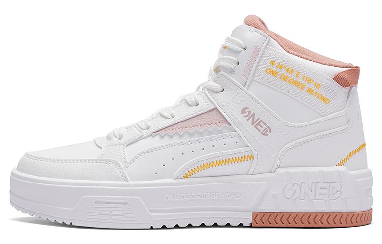 361° Thermal Slip Resistant And Abrasion Resistant High Top Skateboard Shoes Women's White Pink