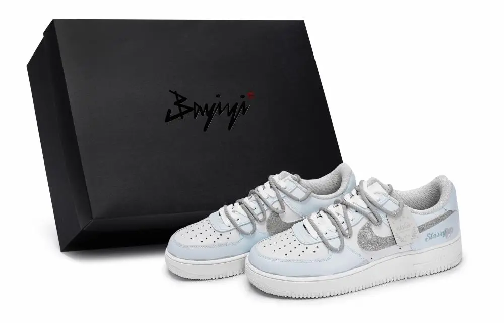 Nike Air Force 1 Skateboard Shoes Unisex Low top White/Blue/Silver