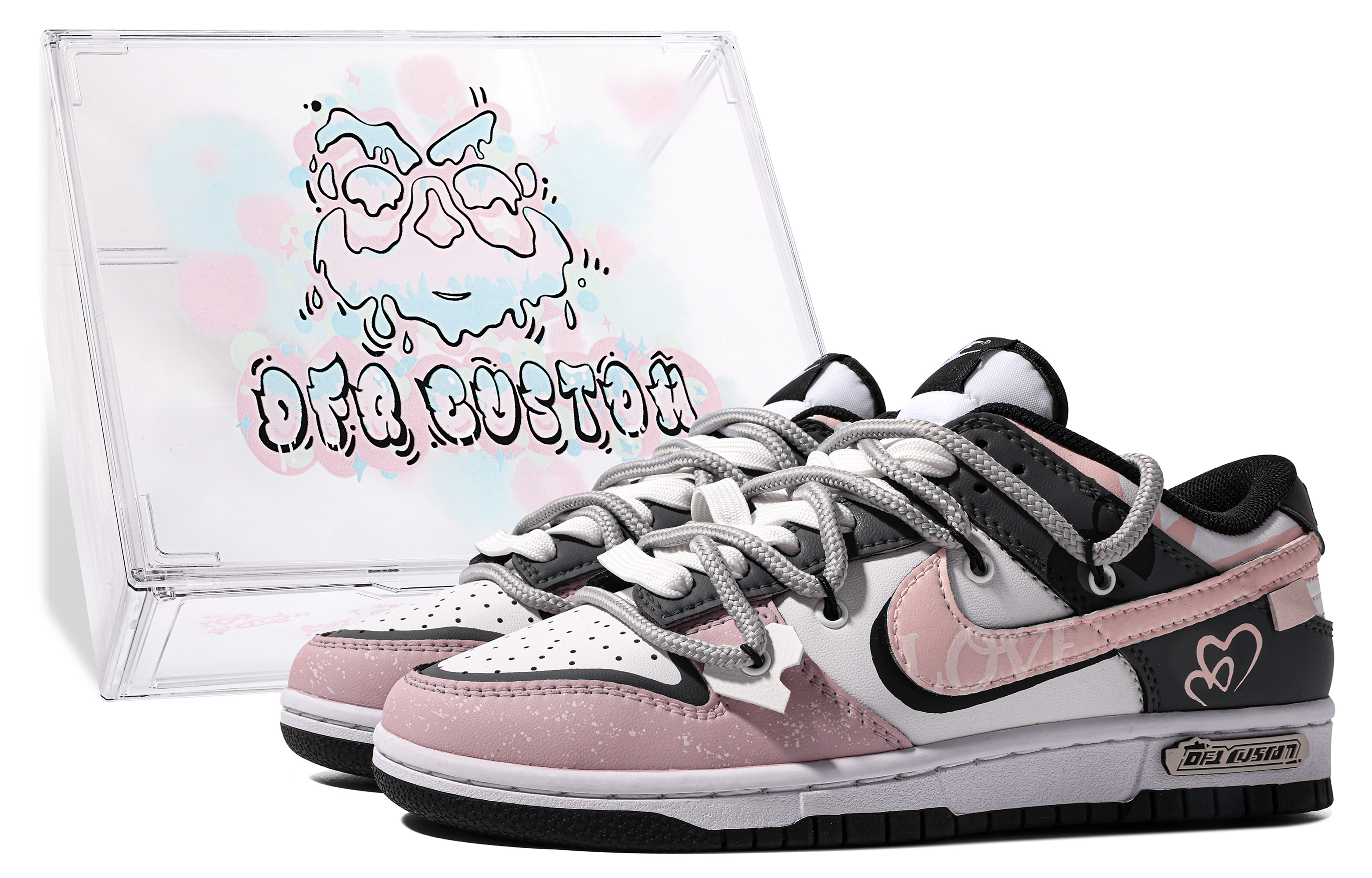 Nike Dunk Skateboard Shoes Women's Low top Gray/Pink/White