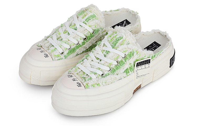 VESSEL G.O.P. Slip On 'Grass Tweed' Low-Top Canvas Shoes Unisex Verdant Green