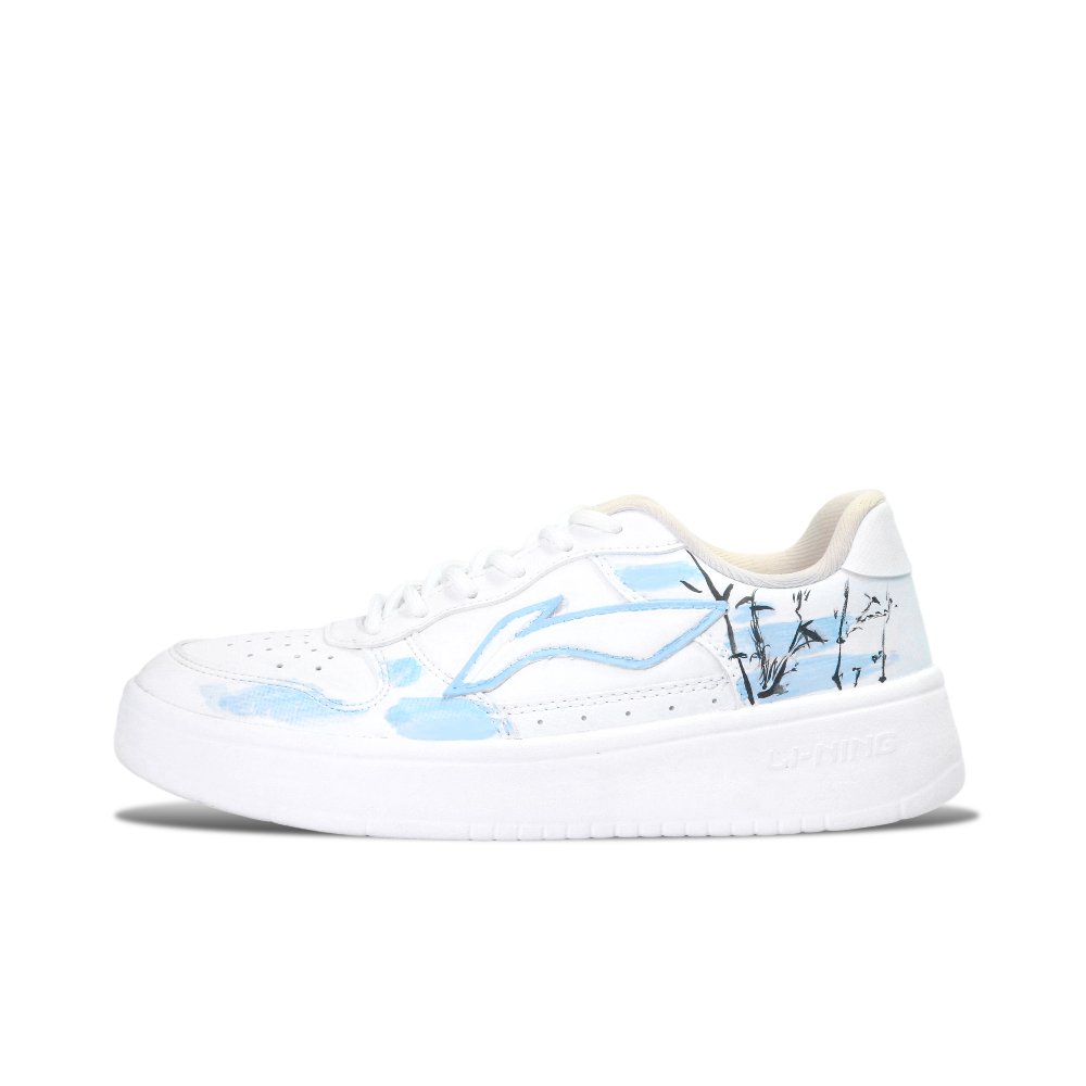 LiNing Pontoon Boats Cushioning Lightweight Low Top Skateboard Shoes Unisex White Blue
