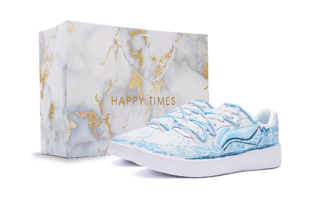 LiNing Acer Truncatum Cushioning, Wear Resistant Low Top Skateboard Shoes Men's Sky Blue