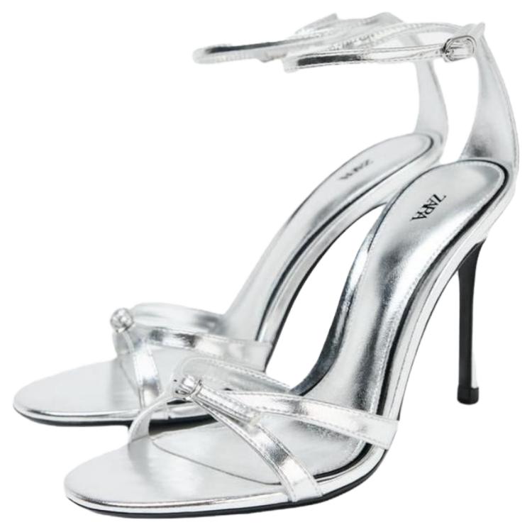 ZARA One Strap Sandals 10cm Women's Silver купить в интернет-магазине Yoocart с быстрой доставкой по России.