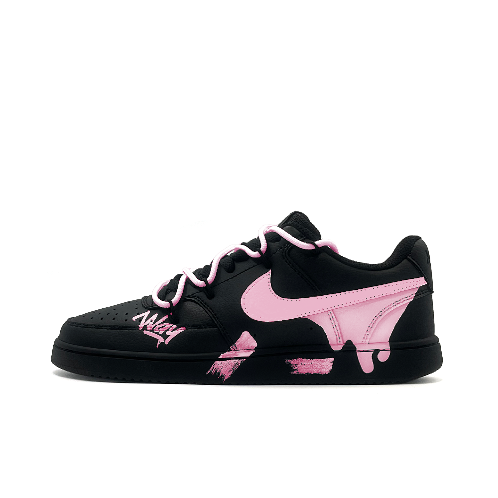 Nike Court Vision Low Wear-Resistant Slip-Resistant Low-Top Skateboard Shoes Unisex Black Purple Pink