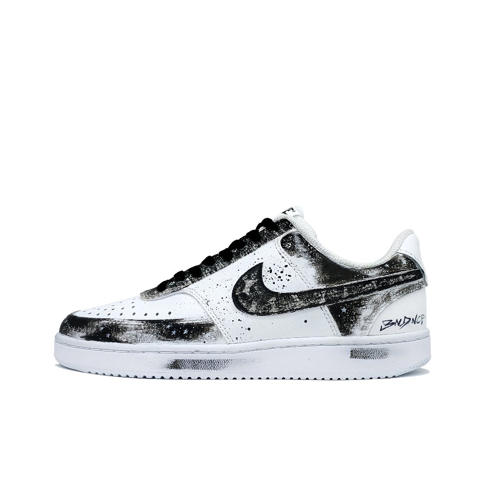 Nike Court Vision 1 Low Top Skateboard Shoes Men's Black White