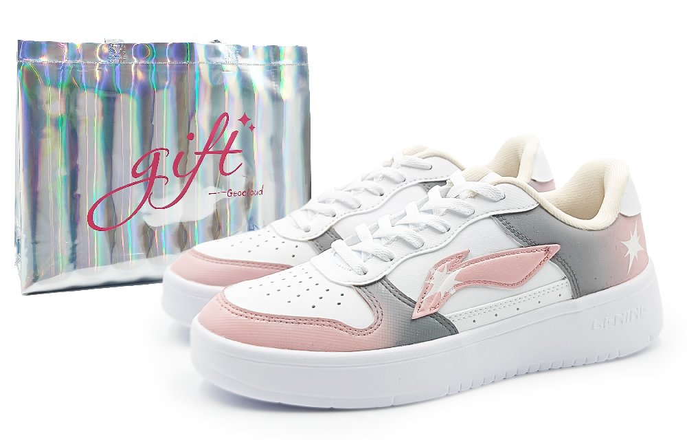 LiNing Pontoon Boats Slip Resistant, Abrasion Resistant, Breathable Low top Skateboard Shoes Women's Gray Pink