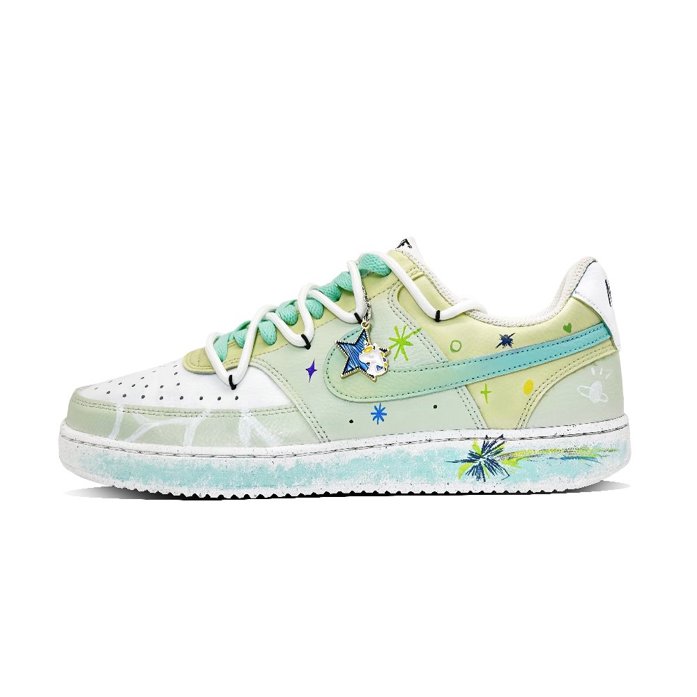 Nike Court Vision 1 Coverage Anti-Slip And Wear-Resistant Low-Top Skateboard Shoes Men's Yellow Green
